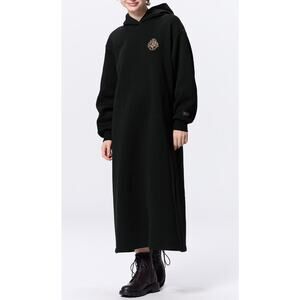 GU (Uniqlo) x Harry Potter Embroidered Logo Sweat Hoodie Dress in Black